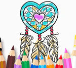 Carte de colorat: Heart Dreamcatcher